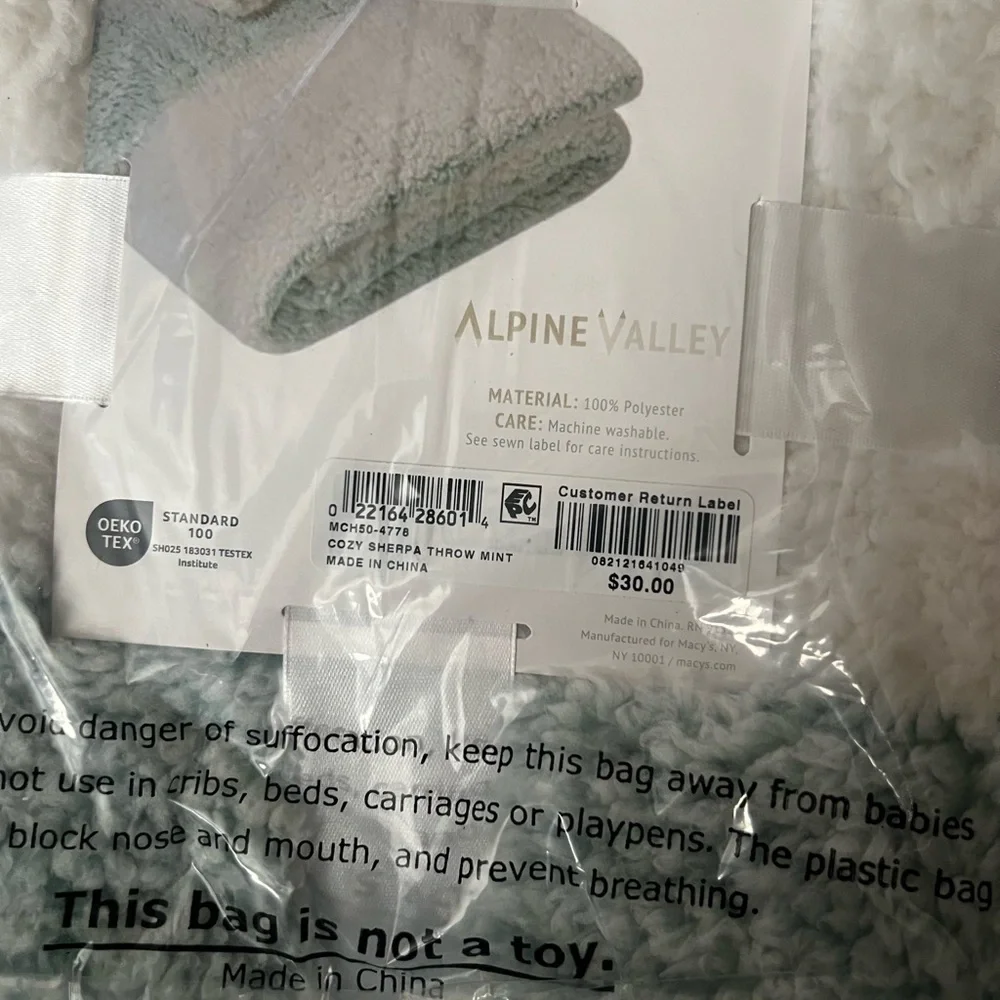 NEW Alpine Valley Cozy Sherpa Throw, 50